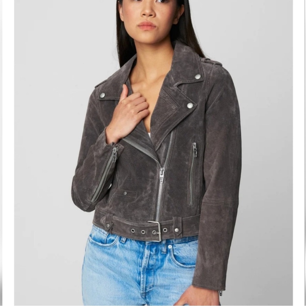 Blank NYC Suede Moto Jacket - Light Grey